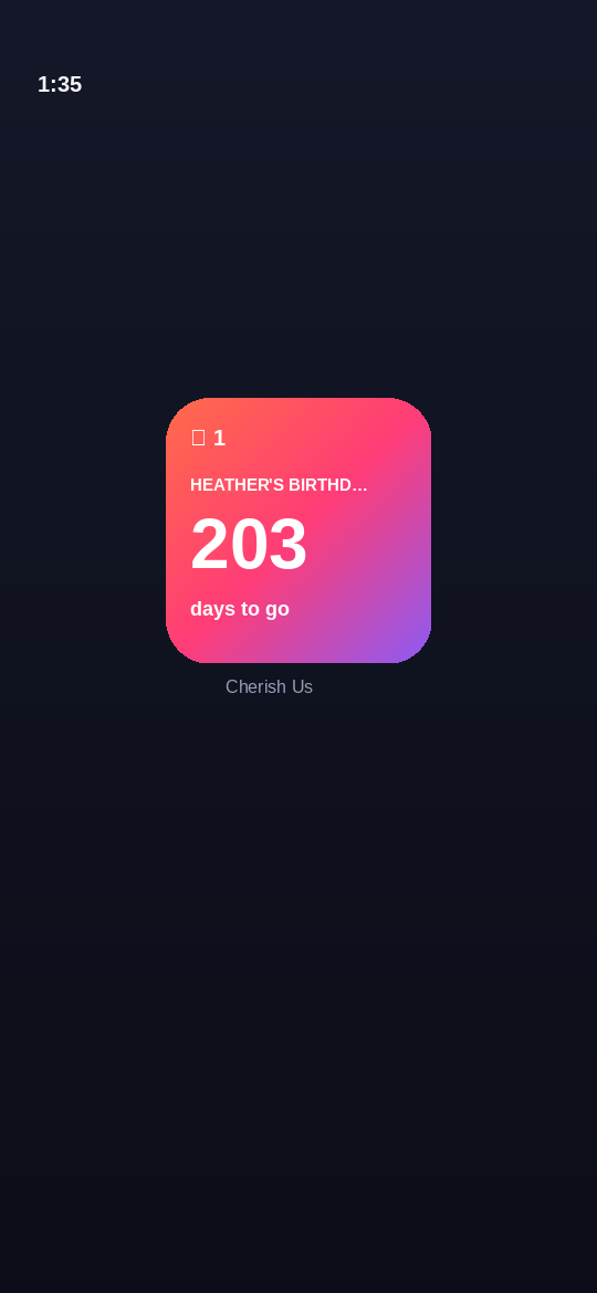 Home-screen widget counting down to the big day